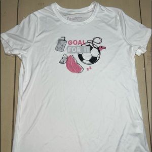 Under armour yxl goal for it tee soccer